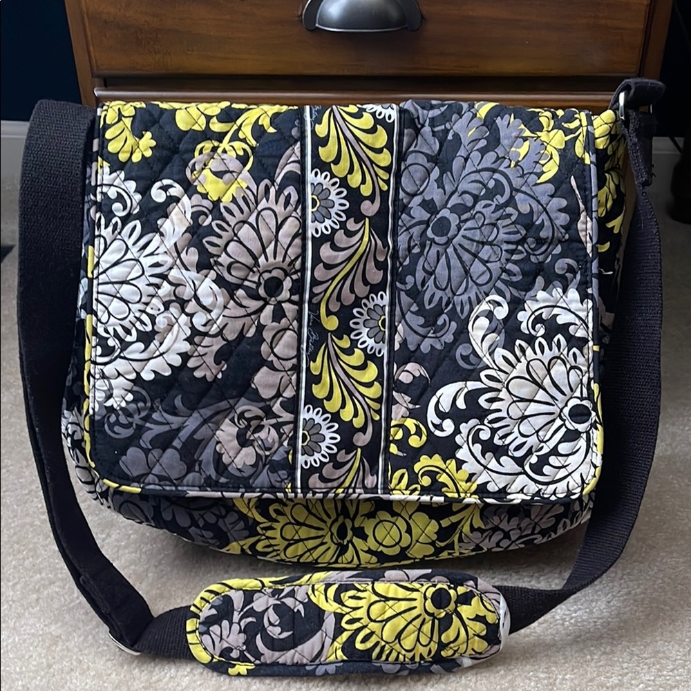 Vera Bradley Floral Quilted Diaper Bag - Black, Gray, Yellow